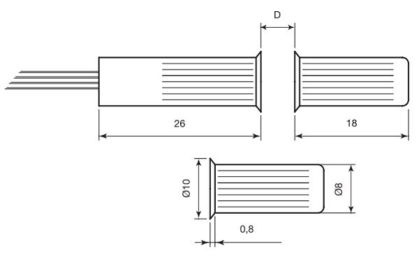 Schema dimensioni contatto magnetico CSA 414-CTF-2