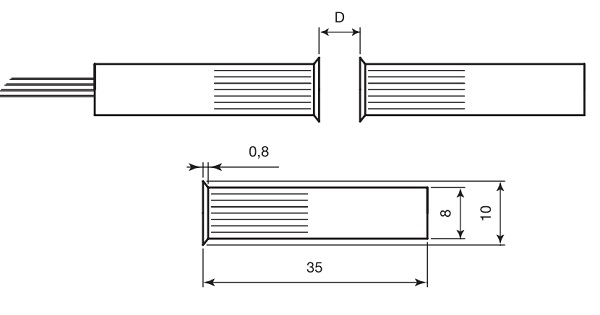 Schéma dimensions contact magnétique CSA 414-TF