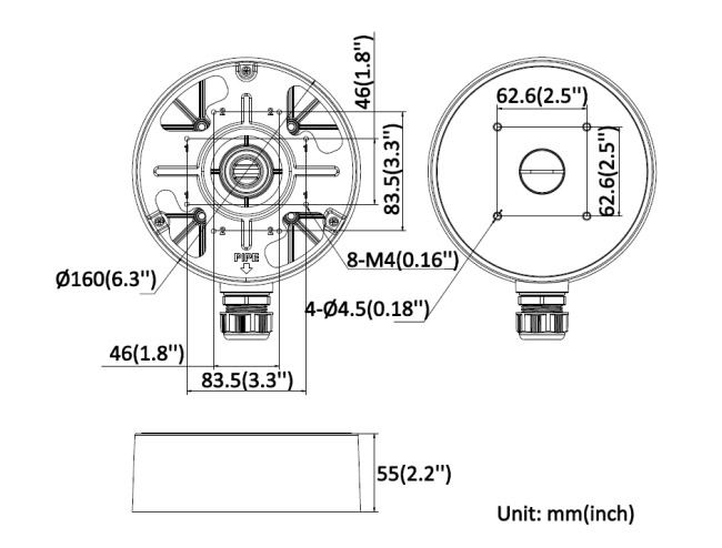DS-2280ZJ-WA160 dimensions
