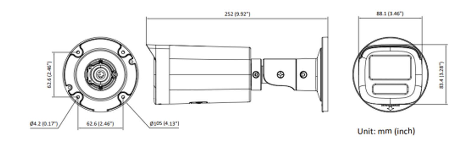 Dimensions du DS-2CD1623G2-LIZU (2,8-12 mm)