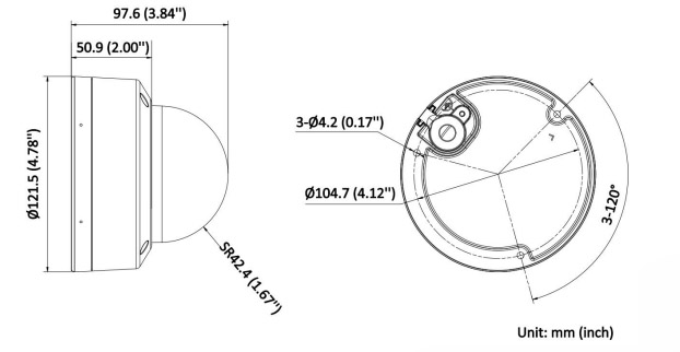 Dimensions du DS-2CD2147G3-LIS2UY (2,8 mm)