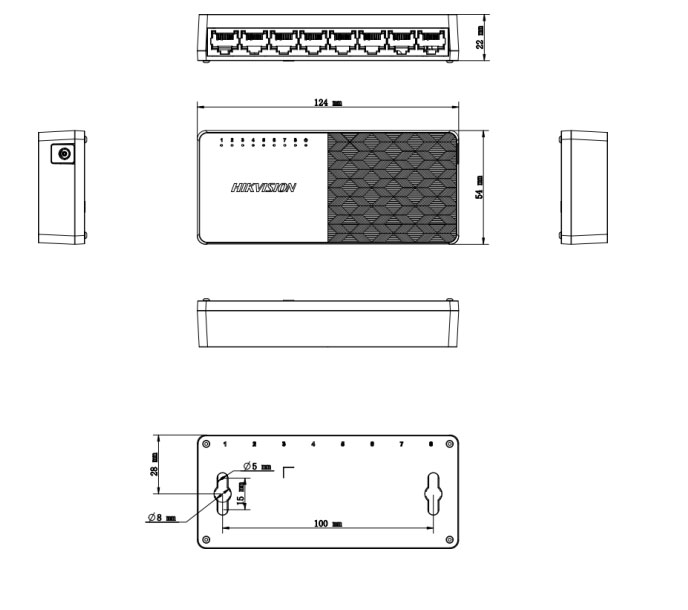 Dimensions du DS-3E0108D-O