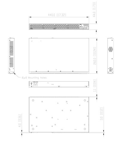Dimensions du DS-3E2552-HI-48T4F