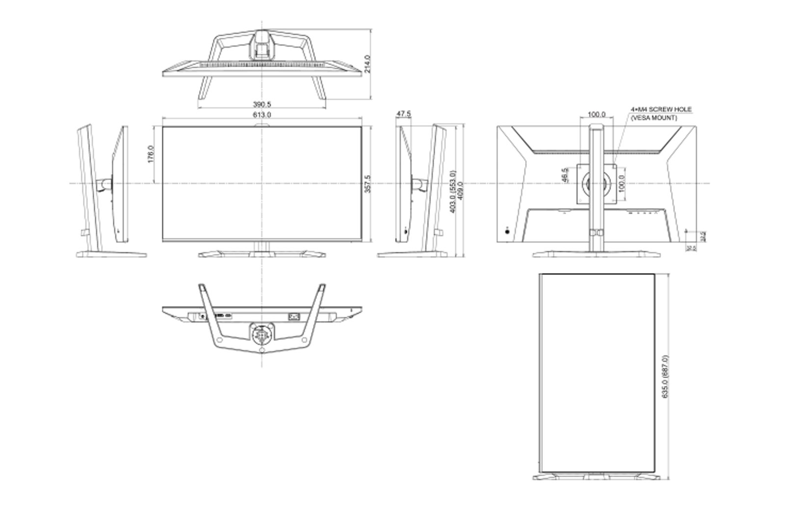 Dimensions du GB2741QSU-B1