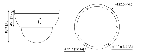 Schema dimensioni HAC-HDBW1500R-Z-S2 Schema con le dimensioni della telecamera dome hdcvi HAC-HDBW1400R-VFHAC-HDBW1500R-Z-S2