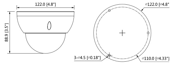 Schema dimensioni HAC-HDBW1500R-Z Schema con le dimensioni della telecamera dome hdcvi HAC-HDBW1400R-VFHAC-HDBW1500R-Z