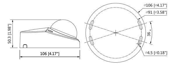 Schema dimensioni telecamera videosorveglianza HAC-HDBW2241F-A-S2Dahua