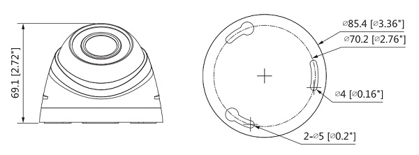 Schema con le dimensioni della telecamera dome hdcvi HAC-HDW1100R