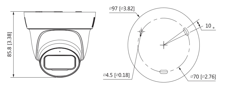 Schema dettagliato con le dimensioni della telecamera HAC-HDW1200TL-A