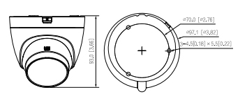 Détail de la caméra - HAC-HDW1200TMQ-Z-A-S5 Schema dettagliato con le dimensioni della telecamera HAC-HDW1200TRQ-S6