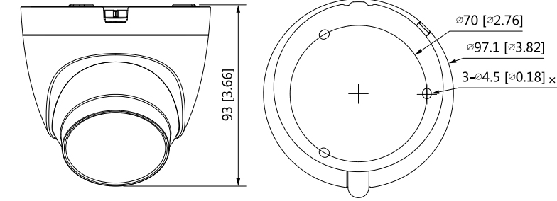 Diagramme dimensionnel HAC-HDW1500TRQ-S2 Schema con le dimensioni della telecamera dome hdcvi HAC-HDW1500TRQ-S2