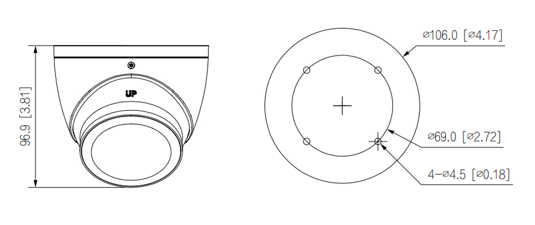 Dimensions du HAC-HDW1801T-IL-A-S3