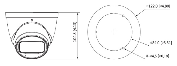 Schema dimensioni telecamera videosorveglianza HAC-HDW1801T-Z-A Dahua