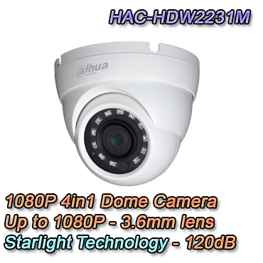 Dahua camera - HAC-HDW2231M Telecamera Dome Dahua 2MP 1080P FULL-HD, 3.6mm, Starlight, WDR 120dB, IR 30MT