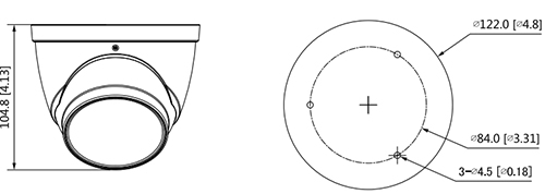 Schema dettagliato con le dimensioni della telecamera HAC-HDW2501T-Z-A Dahua