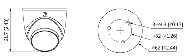 Dimensions diagram HAC-HDW3200G-S5 Schema con le dimensioni della telecamera dome HAC-HDW3200G-S5