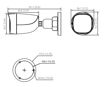 Dimensioni HAC-HFW1200C-A-S5 Schema con le dimensioni della telecamera HAC-HFW1200C-S6