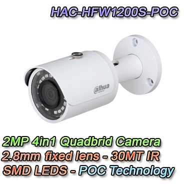 Camera - HAC-HFW1200S-POC Telecamera Bullet con 4 tecnologie in 1 Dahua POC