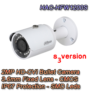HDCVI Bullet Camera - Dahua Telecamera Bullet con tecnologia HD-CVI marca Dahua. 2Mpx 1080P FULL HD, Ottica 3.6mm. Protezione IP67.