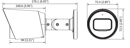 Schema con le dimensioni della telecamera HAC-HFW1230T-A-POC