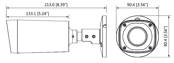 Schema dimensioni telecamera videosorveglianza HAC-HFW2231R-Z-IRE6-POC Dahua