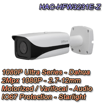 Caméra Bullet HD-CVI - Dahua Telecamera HD-CVI Bullet con risoluzione 1080P 2.1Mpx e ottica varifocale 2.7-12mm con zoom motorizzato