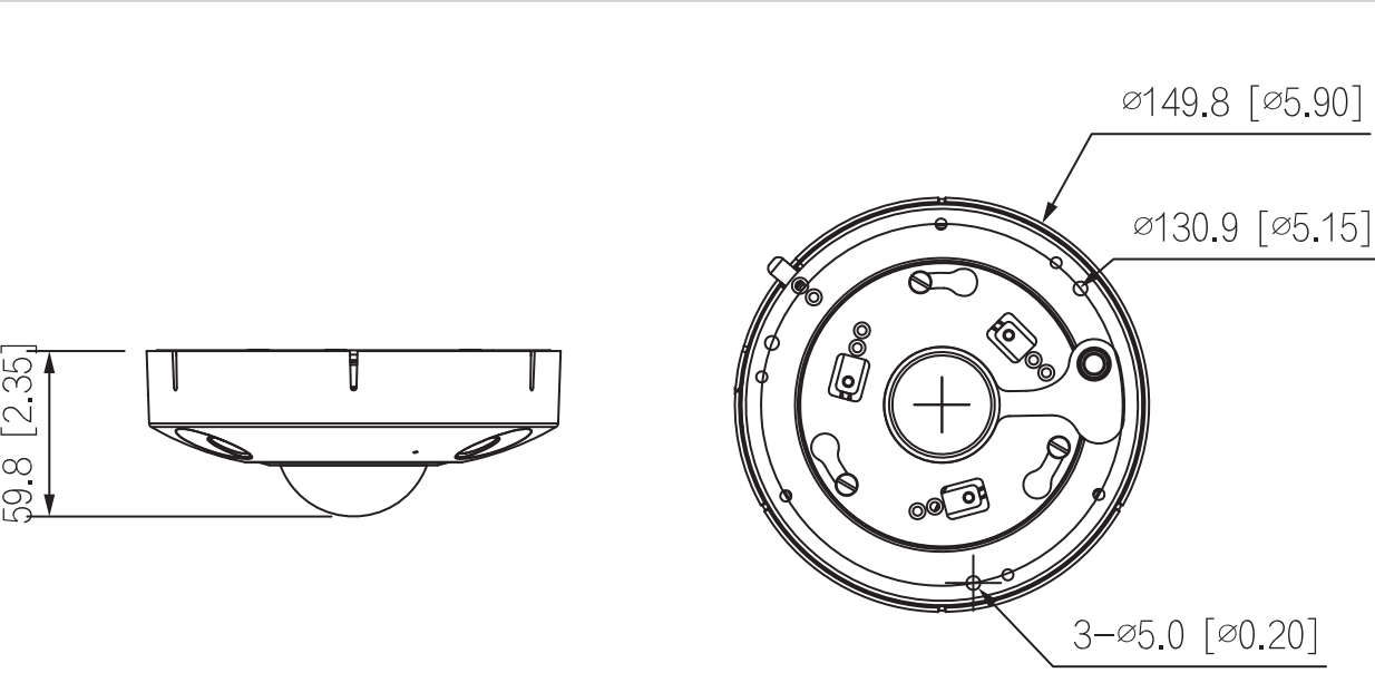 Dimensiones - IPC-EBW81242-AS-S2 Telecamera IP Dome Fisheye 12Mpx - Dahua