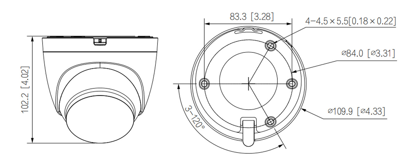 IPC-HDW1339DA-SAW-IL dimensioni