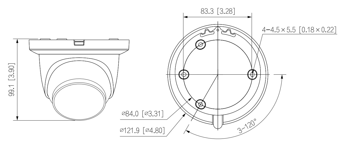 Dimensions de l'IPC-HDW2449TM-S-IL-B