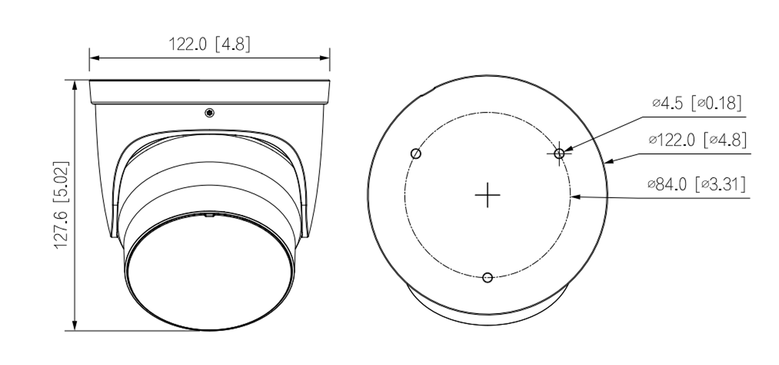 Dimensions de l'IPC-HFW5859T1-ASE-PV-PRO