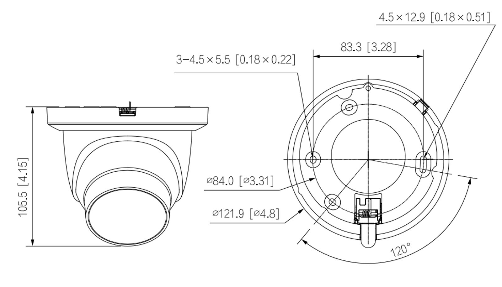 Taille IPC-HDW5859TM-ASE-IL