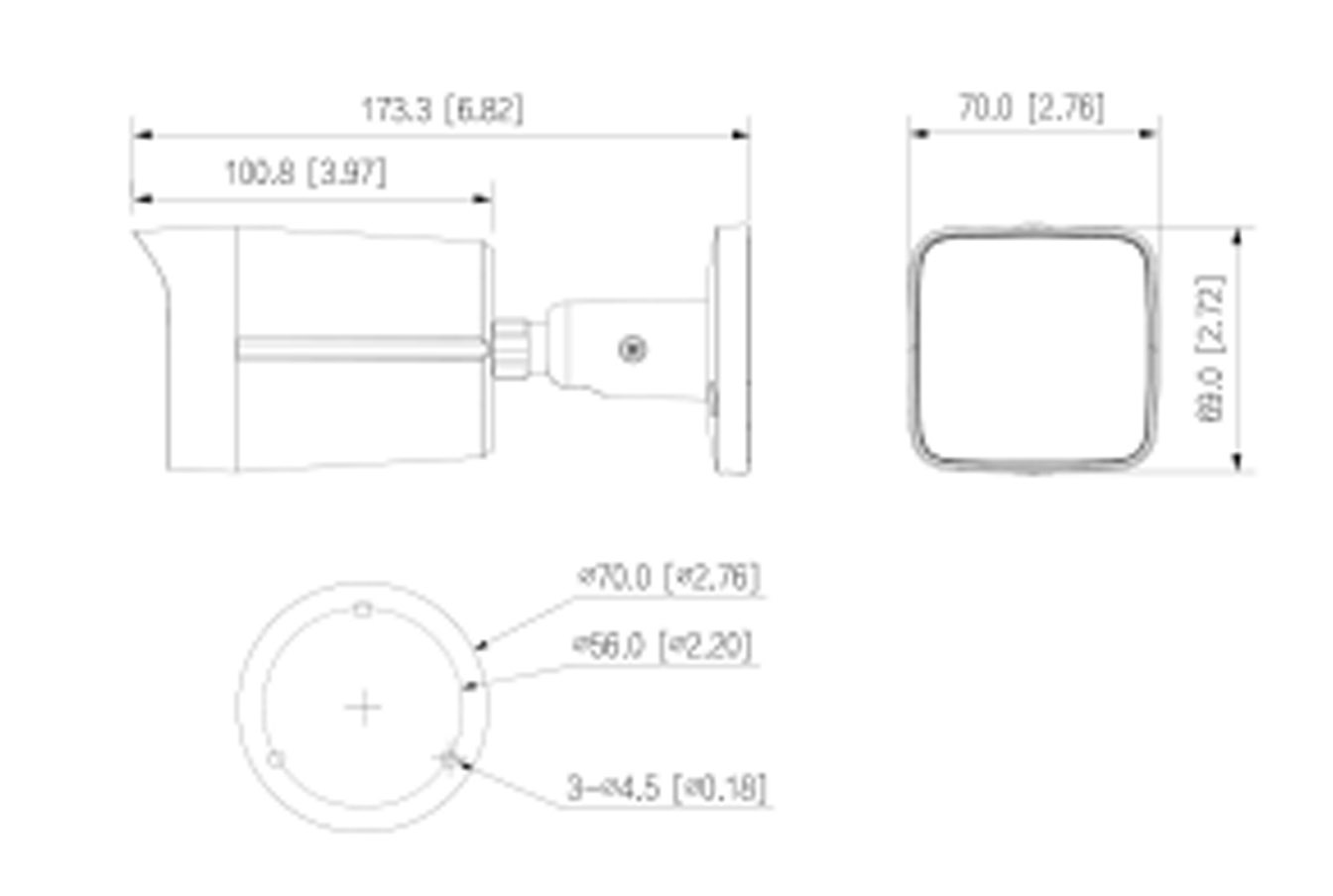 Dimensions de l'IPC-HFW1639TC-A-IL-S6