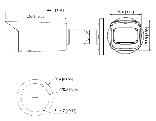 Schema dimensioni telecamera IPC-HFW3441T-ZAS