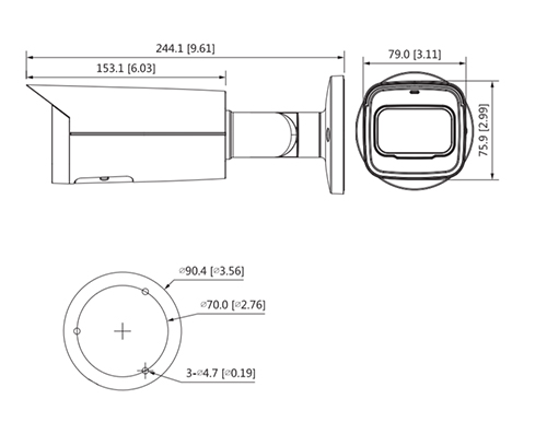 Schema dimensioni telecamera IPC-HFW4241T-ZSDahua