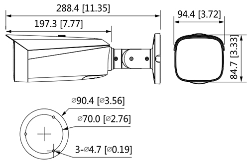 IPC-HFW3849T1-AS-PV-S3 Schema dimensioni telecameraIPC-HFW3849T1-AS-PV-S3