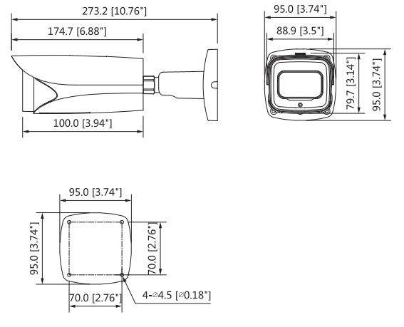 Schema con dimensioni telecamera ip IPC-HFW5541E-Z5E