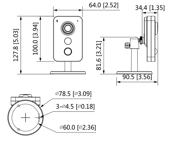 Dettaglio dimensioni telecamera ip wireless