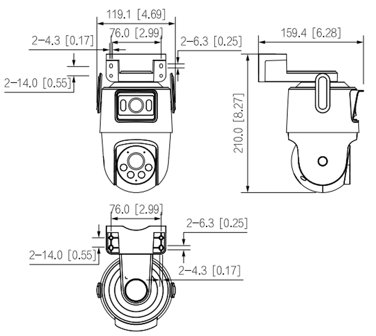 Dimensions de l'IPC-WPT1539DD-SW-5E2-PV