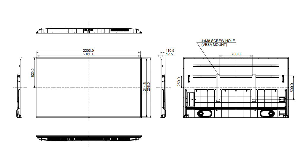 Dimensions du LE9864UHS-B1AG