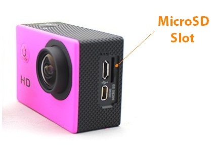 Slot per micro SD su telecamera sportiva SPE