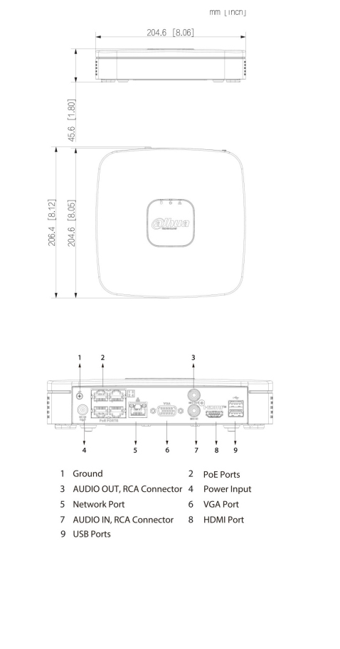 Schema dimensioni NVR2104-P-4KS3