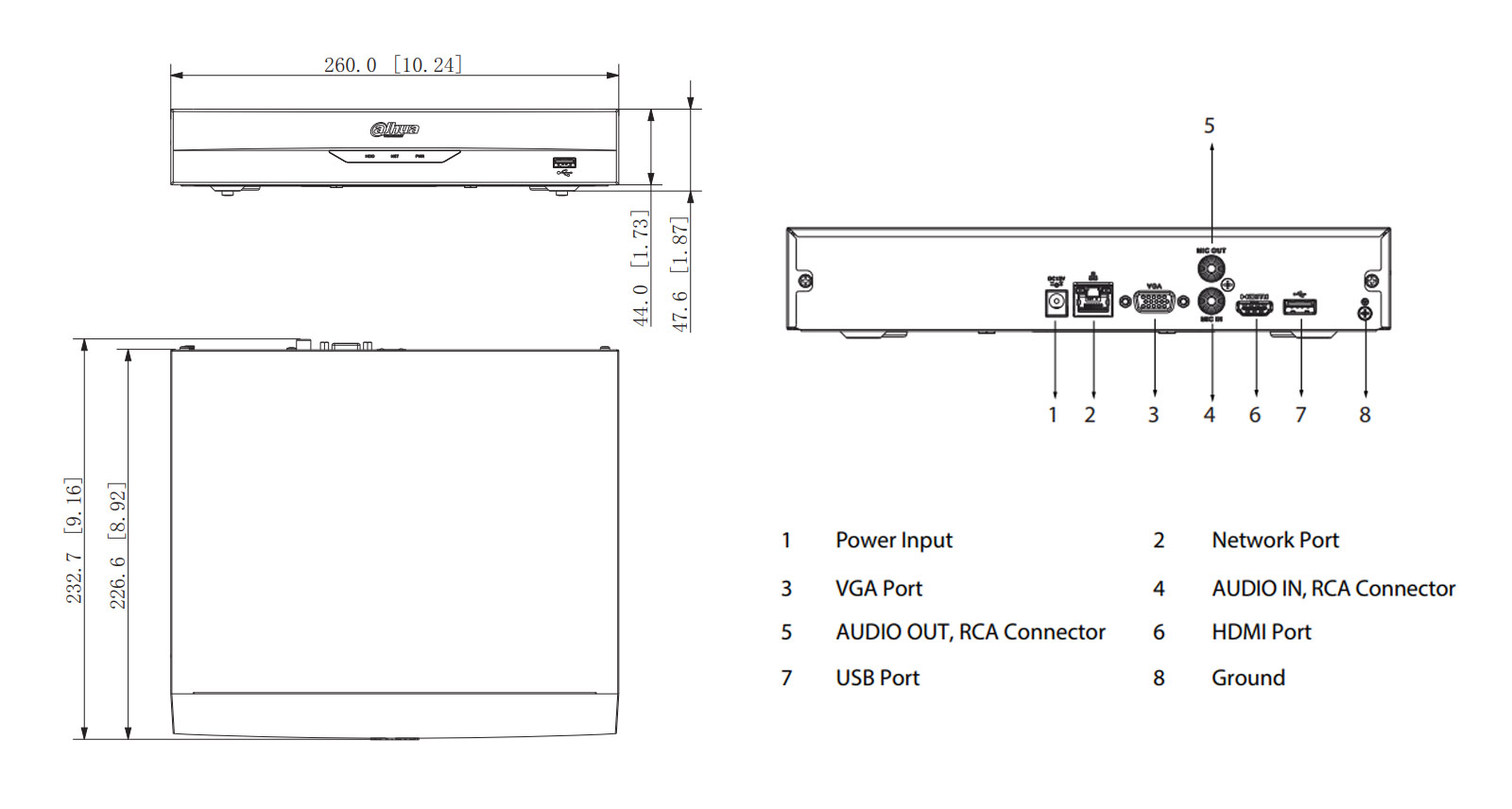 NVR2116HS-I2 dimensioni