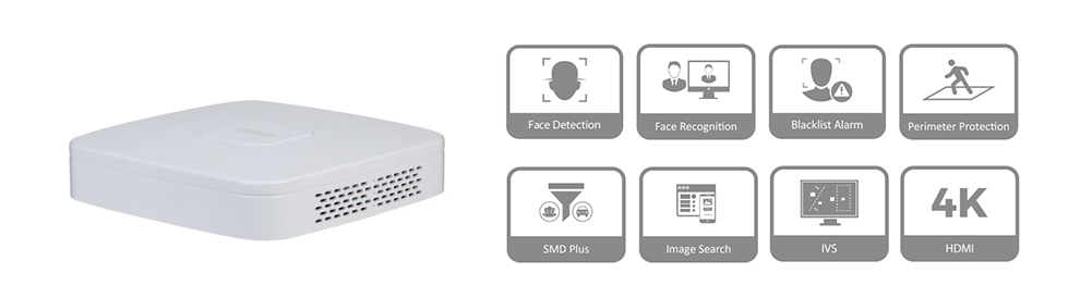 NVR IP 4 canaux - NVR4104-P-4KS2 NVR 4 Canali Dahua PoE 4ch 4K 8MP NVR4104-P-4KS2L