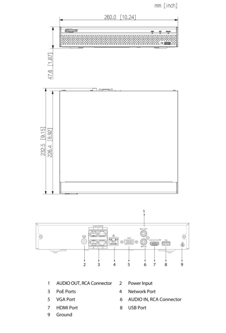 Dimensioni - NVR4104-P-4KS2 Schema dimensioni NVR4104HS-P-4KS3