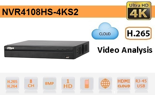 NVR 8 canaux IP - NVR4108HS-4KS2 NVR 8 Canali IP Dahua fino a 8megapixel 4k ultra hd