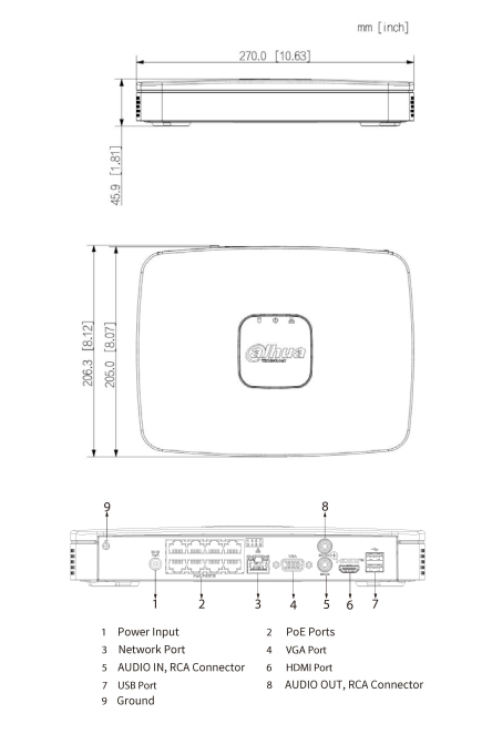 Dimensions - NVR4116-8P-4KS2/L Schema dimensioni NVR4116-8P-4KS3