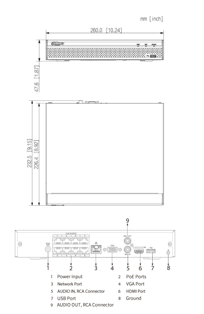 Dimensiones - NVR4116-8P-4KS2/L Schema dimensioni NVR4116HS-8P-4KS3