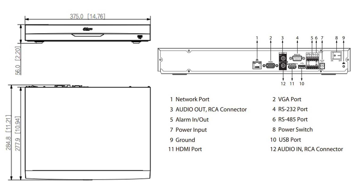 Dimensions du NVR5208-EI2