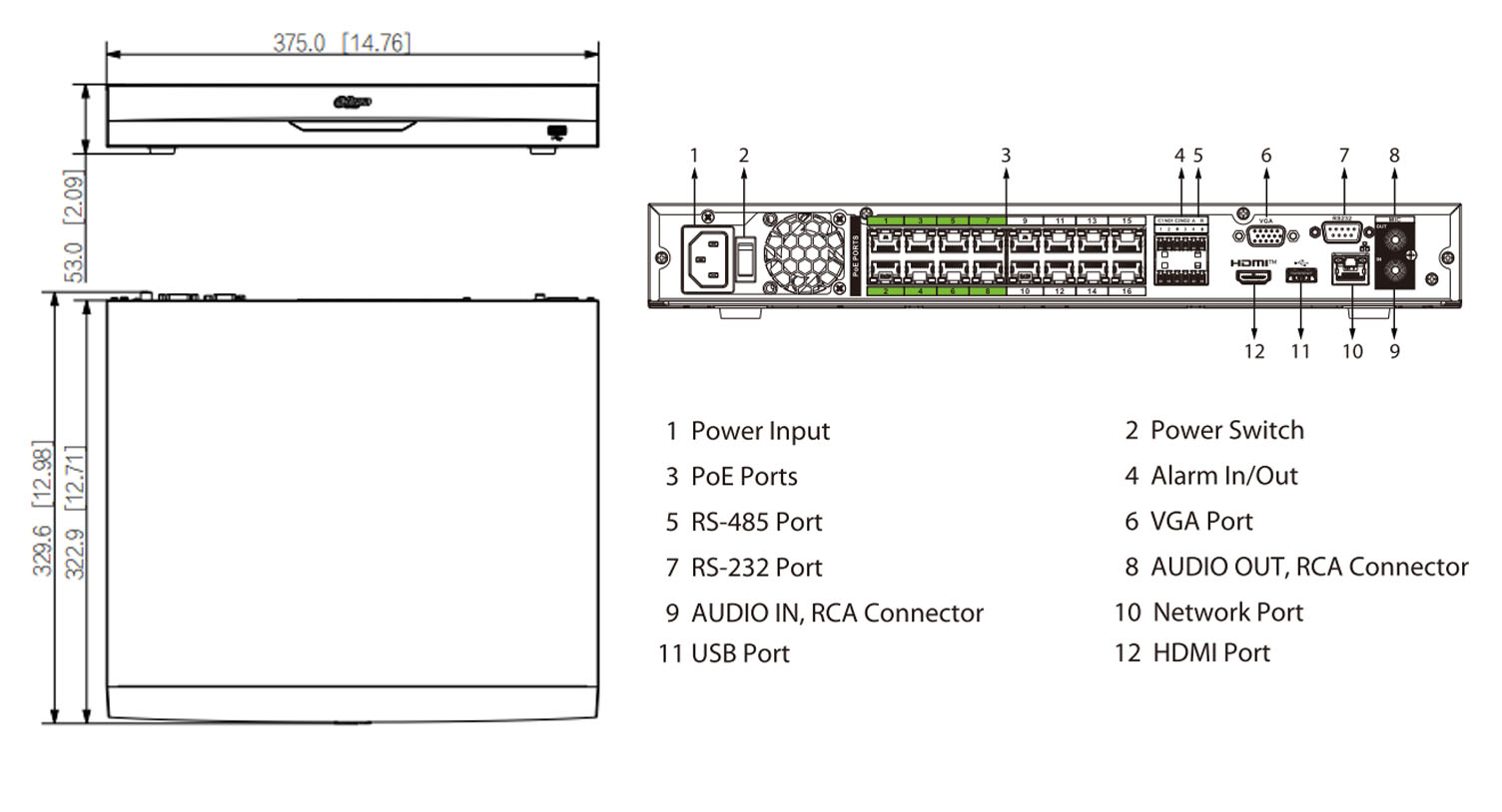 NVR5216-16P-EI2 dimensions