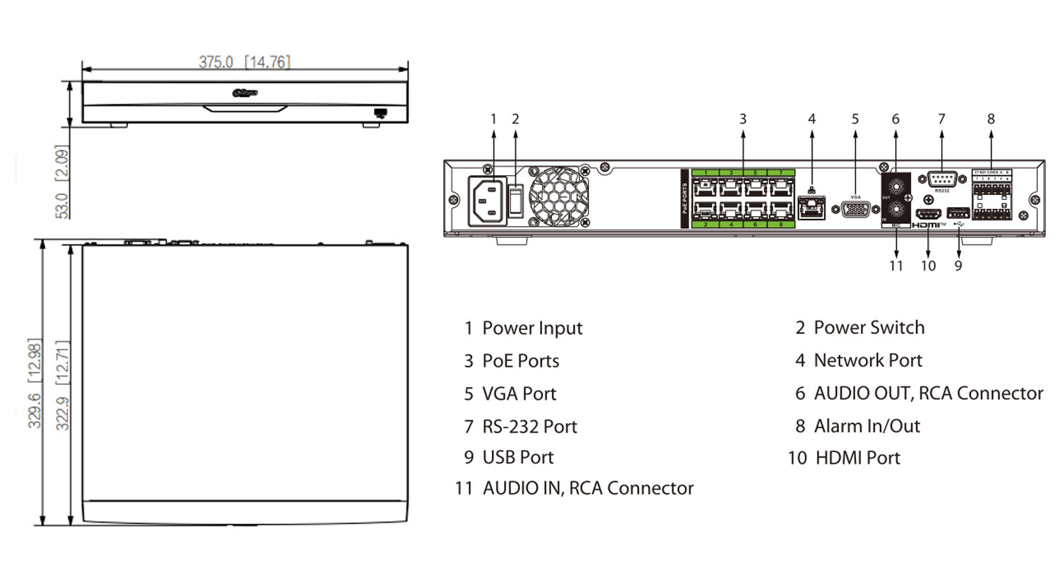 NVR5216-8P-EI2 dimensions